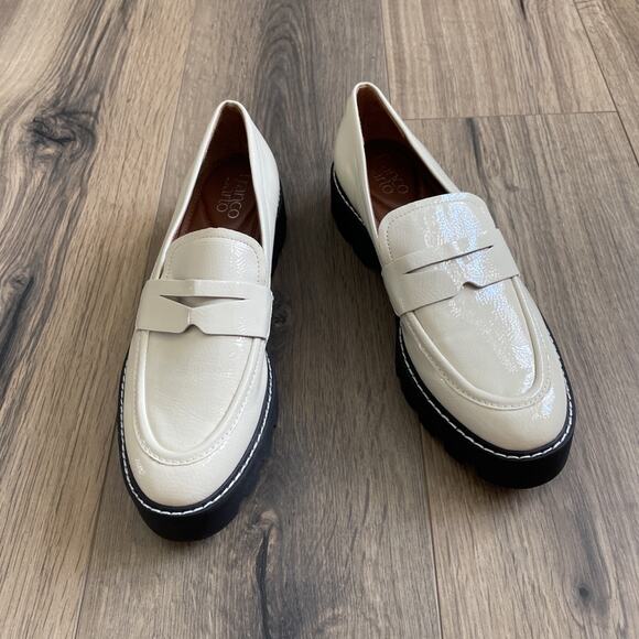 Franco Sarto Women Bazel Platform Lug Sole Loafer Cream Size 8.5 Chunky Slip On - Picture 1 of 9